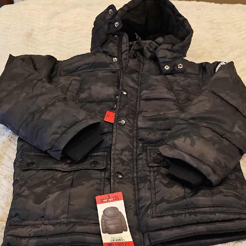 DKNY Kids Dark Camouflage Puffer Jacket